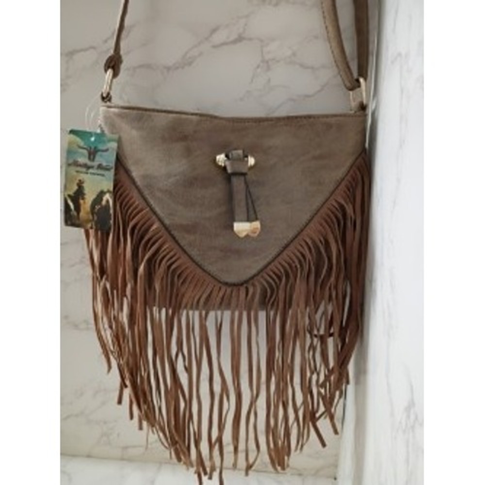Fringed Crossbody Bag - Brown Shoulder Bag